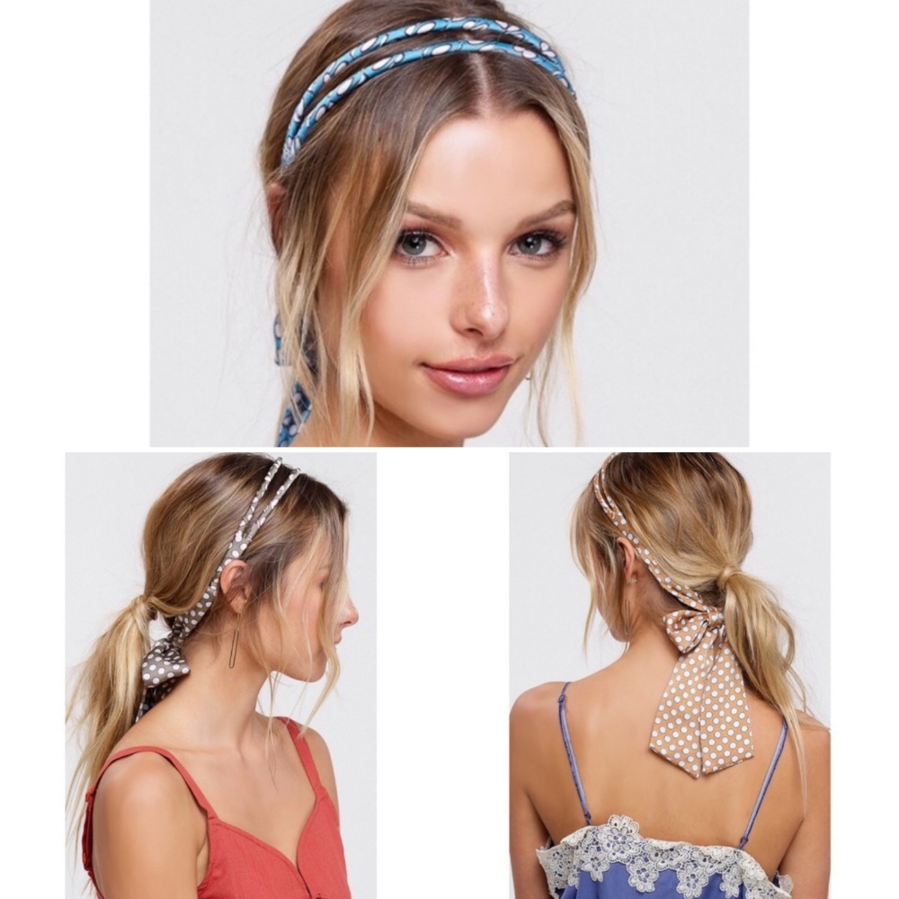 Polka Dot Olive Hair Band with Scarf Tail